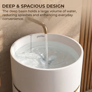 Plantex Acrylic Resin & Quartz Pedestal Basin for Bathroom/One Piece Pedestal Free Standing Round Wash Basin for living Room/Hotel (Beige)