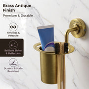 Plantex 304 Grade Stainless Steel Tumbler Holder/Tooth Brush Holder/Bathroom Accessories - Daizy (Antique)