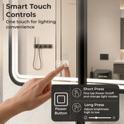 Plantex Steel Bathroom Mirror Cabinet with LED/Bathroom Organiser/Double Door Rectangle Cabinet/Shelf for Wall with Mirror (32x24 Inch-Black)