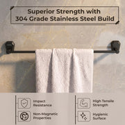 Plantex Towel Rod for Bathroom/304 Grade Stainless Steel Towel Bar/Towel Stand/24 Inch Towel Hanger/Bathroom Accessories - Pack of 1 (PMB-2402, Z-Black)