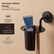 Plantex Tumbler Holder for Barthroom/304 Grade Stainless Steel Toothbrush Holder/Toothpaste Holder/Bathroom Accessories - Daizy (Black)