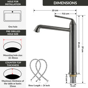 Plantex Brass Wash Basin Mixer Tap/Hot & Cold Basin Mixer Faucet/Deck Mount Pillar Spout for Bathroom Sink - Pack of 1 (APS-4600, Gun Metal)