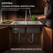 Plantex Heavy Duty Stainless Steel Double Bowl Sink for Kitchen/Handmade Kitchen Sink with 25 Years Warranty by Plantex/Sink with Coupling, Hose Pipe and Drying Rack (Silver Matt - 37x18x9 Inches)