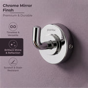 Plantex 304 Grade Stainless Steel Robe Hook/Cloth-Towel Hanger/Napkin Hanger/Bathroom Accessories - Daizy (Chrome)