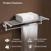 Plantex 304 Grade Stainless Steel Towel Rack for Bathroom/Towel Stand/Hanger/Bathroom Accessories - Niko (24 Inch-Chrome)