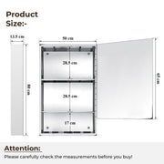 Plantex Bathroom Mirror Cabinet/304 Stainless Steel Bathroom Cabinet with Mirror/Bathroom Storage Cabinet/Wall Mounted Mirror Bathroom Cabinet (20x32 Inch-Chrome)