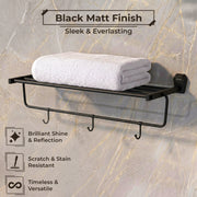 Plantex Towel Rack for Bathroom/304 Grade Stainless Steel Towel Stand/24 Inch Towel Hanger/Towel Holder/Bathroom Accessories - Pack of 1 (PMB-2401, Z-Black)