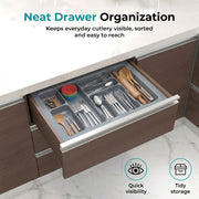 Plantex Cutlery tray for Kitchen Drawer/Cutlery Cosmetic Stationary Organizer/Cabinet Cutlery Tray Organizer for Modular Kitchen - (Grey-28.5x18.5 INCH)