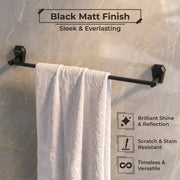 Plantex Towel Rod for Bathroom/304 Grade Stainless Steel Towel Bar/Towel Stand/24 Inch Towel Hanger/Bathroom Accessories - Pack of 1 (PMB-2402, Z-Black)