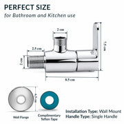 Plantex Pure Brass Single Lever Angle Cock for Bathroom/Wash Basin/Single Way Cock with Teflon Tap for Kitchen/Kitchen and Bathroom Accessories (OCE-1304, Chrome)