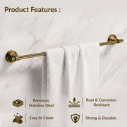Plantex 304 Grade Stainless Steel Single Towel Rod for Bathroom/Towel Hanger/Towel Holder/Bathroom Accessories - Niko (Brass Antique)