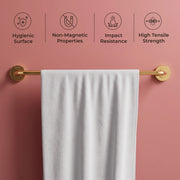Plantex 304 Grade Stainless Steel 24 inch Single Towel Rod for Bathroom/Towel Stand/Hanger/Bathroom Accessories Pack of 1, Daizy (Golden)
