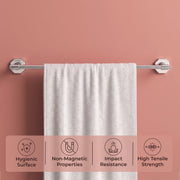 Plantex 304 Grade Stainless Steel Towel Holder in Bathroom/Single Towel Rod for Bathroom/Cloth Hanger/Bathroom Accessories - Nipron (Chrome - 24 inch)