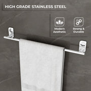Plantex Dream Stainless Steel Towel Hanger for Bathroom/Single Towel Rod/Bar/Bathroom Accessories (24inch) - Chrome - Pack of 1