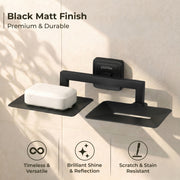 Plantex 304 Grade Stainless Steel Black Dual Soap Holder for Bathroom/Double Soap Dish/Soap Stand/Soap Case/Bathroom Accessories - Decan (Black)