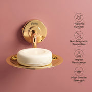 Plantex 304 Grade Stainless Steel Soap Holder for Bathroom Wall - Soap Stand/Dish/Accessories - Daizy (Golden)