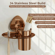 Plantex J4 Stainless Steel Toothbrush Holder for Bathroom/Toothbrush Stand for Bathroom/Tumbler Holder/Bathroom Accessories (PVD Rose Gold Finish) Angel