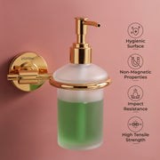 Plantex 304 Grade Stainless Steel Liquid Soap Dispenser/Shampoo Dispenser/Hand Wash Dispenser/Bathroom Accessories Pack of 1, Daizy (Golden)