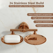 Plantex J4 Stainless Steel Double Soap Dish for Bathroom/Soap Holder for Bathroom/Wall Mounted Soap Holder/Bathroom Accessories (PVD Rose Gold Finish) Angel