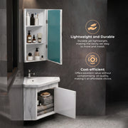 Plantex Glass, Ceramic, HPP Unbrekable Wall Mount Vanity Cabinet with Washbasin and Mirror/Corner Basin with Cabinet for Bathroom - (484, White)