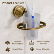 Plantex 304 Grade Stainless Steel Toothbrush Holder/ABS Tumbler Stand for Bathroom and Wash Basin/Bathroom Accessories - Niko (Antique)