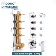 Plantex 4 Way Thermostatic Shower Diverter/Pure Brass Concealed & Exposed 4-Outlet Mixer Valve Body/Multi-Function Bathroom Diverter with Button Control - (Kubix Primium-2588)