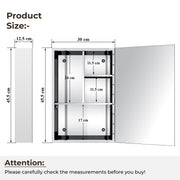 Plantex Bathroom Mirror Cabinet/304 Stainless Steel Bathroom Cabinet with Mirror/Bathroom Storage Cabinet/Wall Mounted Mirror Bathroom Cabinet (12x18 Inch-Chrome)