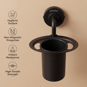 Plantex Tumbler Holder for Barthroom/304 Grade Stainless Steel Toothbrush Holder/Toothpaste Holder/Bathroom Accessories - Daizy (Black)