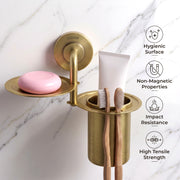 Plantex 304 Grade Stainless Steel 2in1 Soap Holder with Tumbler Holder/Bathroom Accessories - Daizy (Antique)