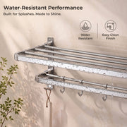 Plantex 304 Grade Stainless Steel Towel Hanger for Bathroom/Dual Folding Towel Rack/Towel Holder/Bathroom Accessories (24-Inch) Chrome