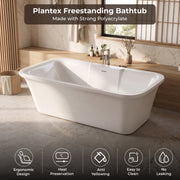 Plantex Freestanding Bathtub for Bathroom/Acrylic Bath tub for Adults/Deep Soaker Bathtub with Overflow, Popup and Drain Pipe (BSM-219-White-1700mm)