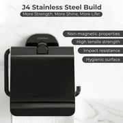 Plantex J4 Stainless Steel Toilet Paper Holder for Bathroom/Tissue Holder for Washroom/Toilet roll Holder for Wall Mounted/Bathroom Accessories (PVD Black Finish) Onix