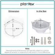 Plantex Ceramic White Corner Wash Basin/Wall Mount Basin for Bathroom/Corner Bathroom Basin/Glossy Small Sink with 10 Years Glaze Warranty by Plantex (Lily -14 x 16.5 x 5.5 Inch)