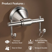 Plantex 304 Grade Stainless Steel Robe Hook/Cloth Hanger/Robe Hooks for Bathroom/Wall Hanging/Bathroom Accessories - Chrome (Niko)