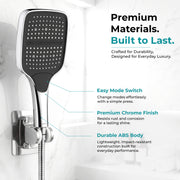 Plantex ABS Hand Shower for Bath/3 Mode Multifunctional Shower/Rectangle Hand Shower Without Hose Pipe for Home/Hotel - (Chrome, H597)