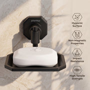 Plantex 304 Grade Stainless Steel Soap Holder for Bathroom/Soap Dish/Soap Stand for Kitchen Sink/Soap Case/Bathroom Accessories- Nipron (Black)