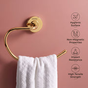 Plantex 304 Grade Stainless Steel Round Napkin Holder for washbasin/Towel Hanger/Towel Ring for Bathroom/Bathroom Accessories, Daizy(Golden)