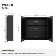 Plantex Bathroom Cabinet with Mirror/Aluminium Framed Double Door Bathroom Storage/Mirror Cabinet for Wall/Bathroom Organiser Cabinet (18x18 Inch, Black)