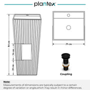 Plantex Acrylic Resin & Quartz Free Standing Wash Basin/Pedestal Wash Basin/Square Basin for Bathroom/Home/Office/Hotel - (10049, Black)