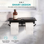 Plantex Dual Toilet Paper Holder for Bathroom/GI Steel Tissue Paper Roll Holder with Mobile Stand/Toilet Paper Roll Holder/Bathroom Accessories - (Black)