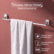 Plantex Towel Rod for Bathroom/304 Grade Stainless Steel Towel Bar/Towel Stand/24 Inch Towel Hanger/Bathroom Accessories - Pack of 1 (PM-2402, Chrome)