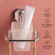 Plantex 304 Grade Stainless Steel Toothbrush Holder Wall Mount/ABS Material Tumbler Holder for Wash Basin and Bathroom- Nipron (Chrome)