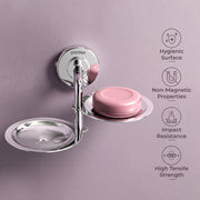 Plantex 304 Grade Stainless Steel Double Soap Holder for Bathroom/Soap Stand for Bathroom Wall/Soap Dish/Bathroom Accessories - Daizy (Chrome)