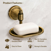 Plantex 304 Grade Stainless Steel Soap Holder Stand for Bathroom and Wash Basin Bathroom Accessories - Niko (Antique)