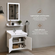 Plantex Wash Basin with Cabinet Full Set/Unbrekable Bathroom Vanity & Washbasin Set/Basin Cabinet for Bathroom with Mirror (White)