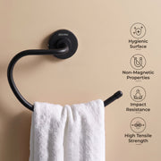 Plantex 304 Grade Stainless Steel Round Napkin Holder for washbasin/Hand Towel Holder/Napkin Ring for Bathroom/Bathroom Accessories - Daizy (Black)
