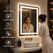 Plantex LED Mirror for Bathroom with 3 Tone/Designer Mirror for Living Room/Bedroom/Dressing Room - Rectangle Shape (18 X 24 Inch)