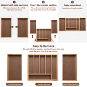 Plantex Cutlery Tray for Kitchen/Adjustable Cutlery Tray with Choping Board | Wooden Storage Box for Kitchen Drawer - Pack of 1 (21 X 19 Inch)