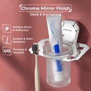 Plantex Tumbler Holder for Bathroom/304 Grade Stainless Steel Toothbrush Holder/Toothpaste/Razor Holder/Bathroom Accessories - Pack of 1 (PM-2406, Chrome)