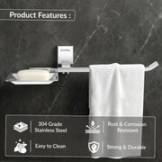Plantex 304 Grade Stainless Steel Soap Dish/Soap Stand/Napkin Ring/Holder/Towel Hanger for Bathroom/Bathroom Accessories - Crystal (Chrome)